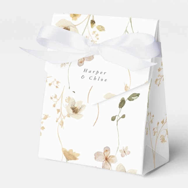 Spring Elegant Boho Wildflower Wedding Favour Box (Front Side)