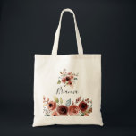 Spring Elegant Floral Bridesmaid Tote Bag<br><div class="desc">This spring elegant floral bridesmaid tote bag is the perfect wedding gift to present your bridesmaids and maid of honour for a simple wedding. The design features Pink,  blush,  red,  blue and burgundy hand-painted beautiful flowers coupled with green foliage.</div>