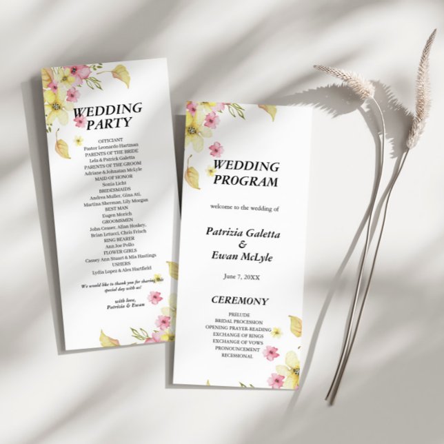 Spring Elegant floral Wedding Flat program  Programme (Creator Uploaded)