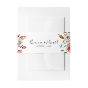 Spring Elegant Floral Wedding Invitation Belly Band