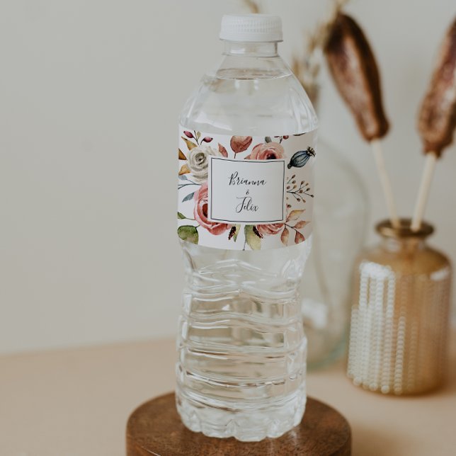 Spring Elegant Floral Wedding Water Bottle Label (Creator Uploaded)