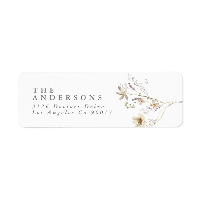 Spring Elegant Wildflower Wedding Return Address (Front)