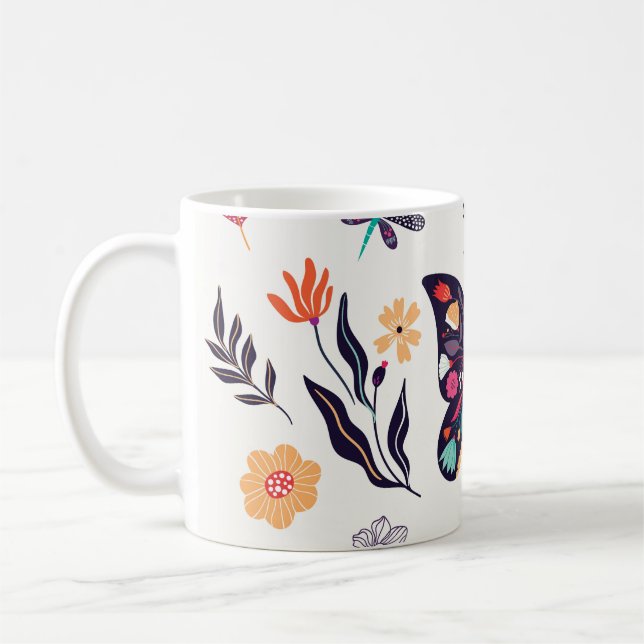 Spring Elements Butterflies Birds Flowers Coffee Mug (Left)
