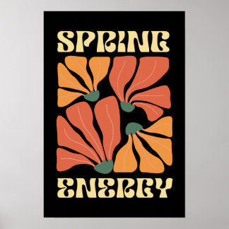 Spring Energy Retro Floral Design | Vintage Abstra Poster
