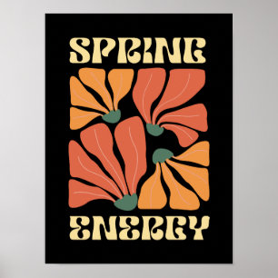 Spring Energy Retro Floral Design Vintage Abstra Poster