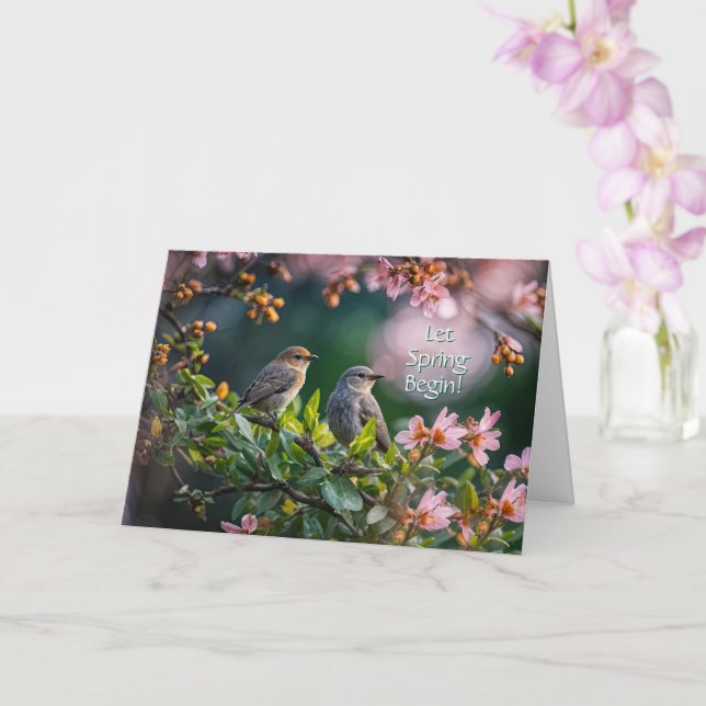 Spring Equinox Birds and Blossoms Flowers  Card (Orchid)