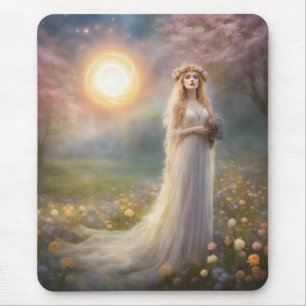 Spring Equinox Meadow Maiden Gown Fantasy Mouse Mat