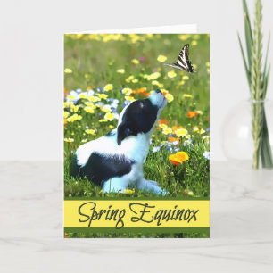 Spring Equinox Ostara Blessings Puppy & Butterfly Card