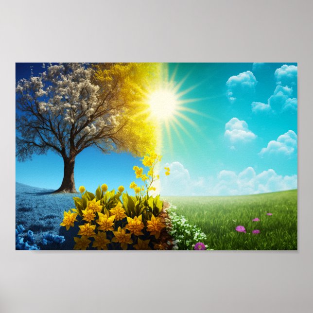 Spring Equinox Sunny Split Tree art Poster (Front)