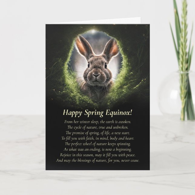 Spring Equinox with Bunny Rabbit Through Hole Card (Front)