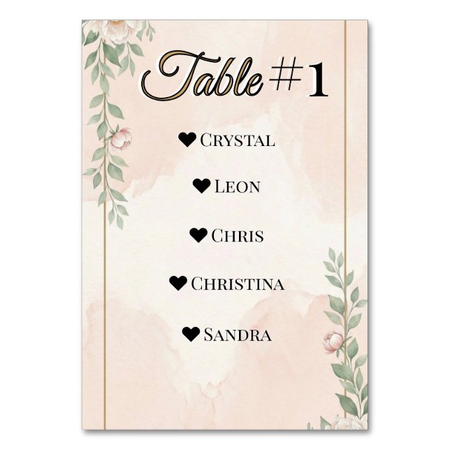 🌸 SPRING — “Ethereal Garden” Table Number (Front)