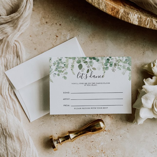 Spring Eucalyptus Green Wedding Song Request Card (Creator Uploaded)
