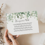 Spring Eucalyptus Greenery Honeymoon Wish Enclosure Card<br><div class="desc">This spring eucalyptus greenery honeymoon wish enclosure card is perfect for a simple wedding. The design features watercolor hand-painted eucalyptus green foliage,  inspiring natural beauty.</div>