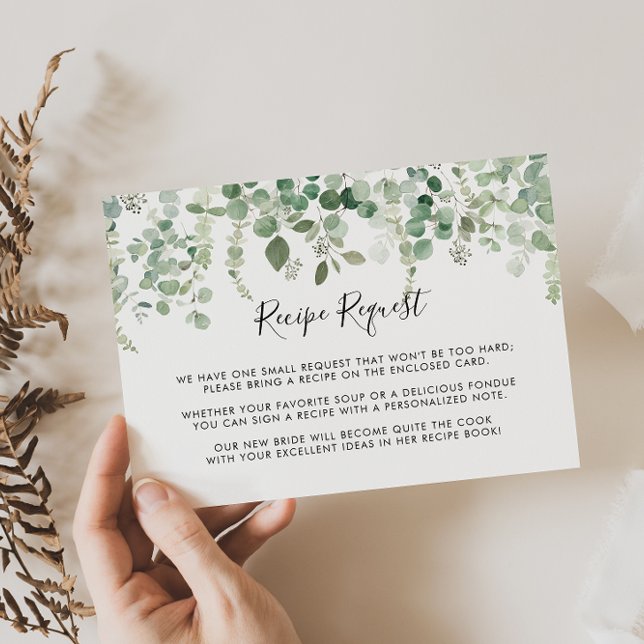Spring Eucalyptus Greenery Wedding Recipe Request Enclosure Card (Creator Uploaded)