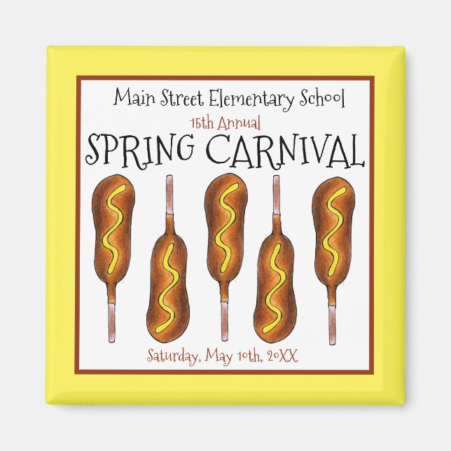 Spring Fair Carnival Festival Corn Dog Corndog Magnet (Front)