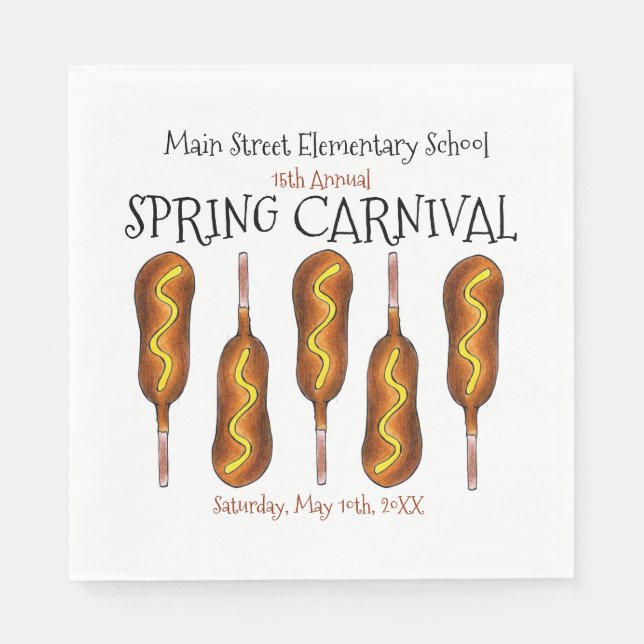 Spring Fair Carnival Festival Corn Dog Corndog Napkin (Front)