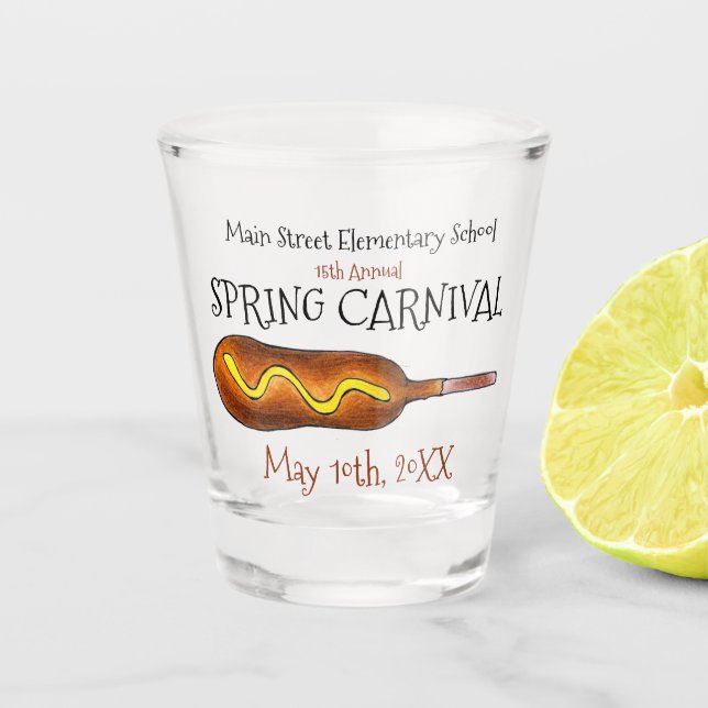 Spring Fair Carnival Festival Corn Dog Corndog Shot Glass (Front)