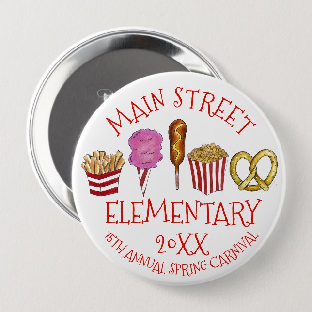 Spring Fair Carnival Festival Corndog Ice Cream 10 Cm Round Badge (Front & Back)