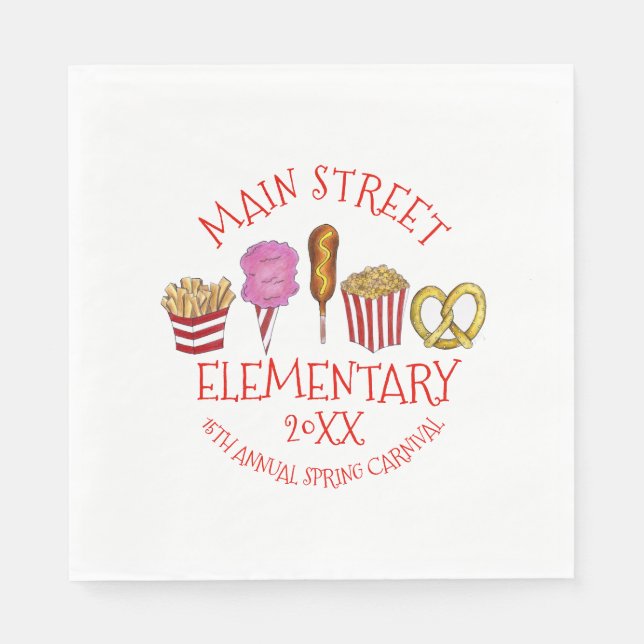 Spring Fair Carnival Festival Corndog Ice Cream Napkin (Front)