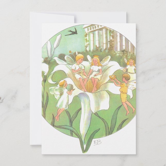 Spring Fairy Flower Party Card (Front)