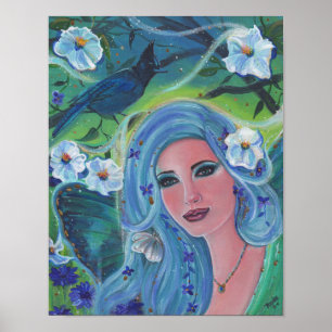 Spring fairy moonflower art by Renee Lavoie  Poster