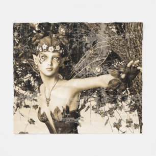 Spring Fairy Woodland Vintage Photo Fantasy Art Fleece Blanket