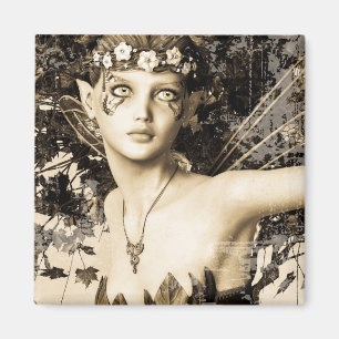 Spring Fairy Woodland Vintage Photo Fantasy Art Magnet