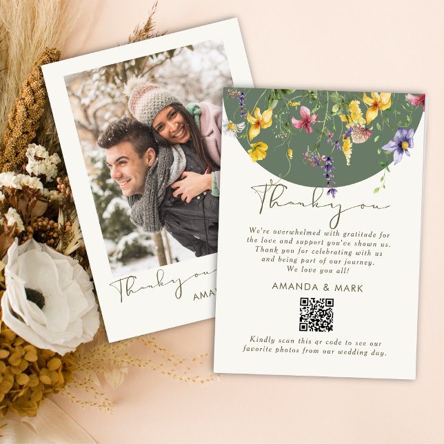 Spring Fall Boho Wildflower Bloom Whimsical Thank You Card (Creator Uploaded)