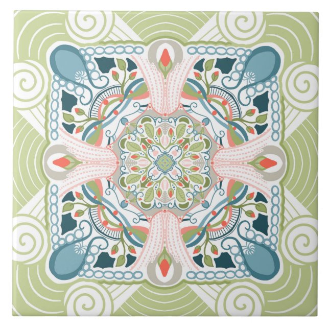 Spring Fantasy Mandala Tile (Front)