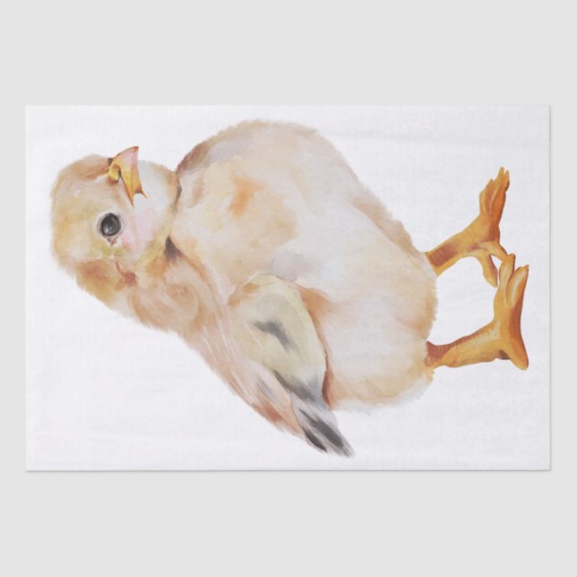 Spring Farm Chick Watercolor Tissue Paper (Front)