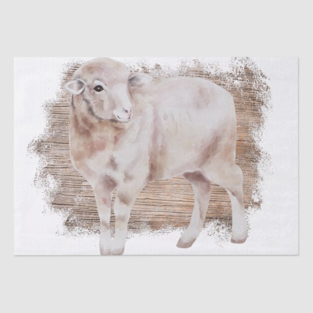 Spring Farm Sheep Watercolor Tissue Paper (Front)