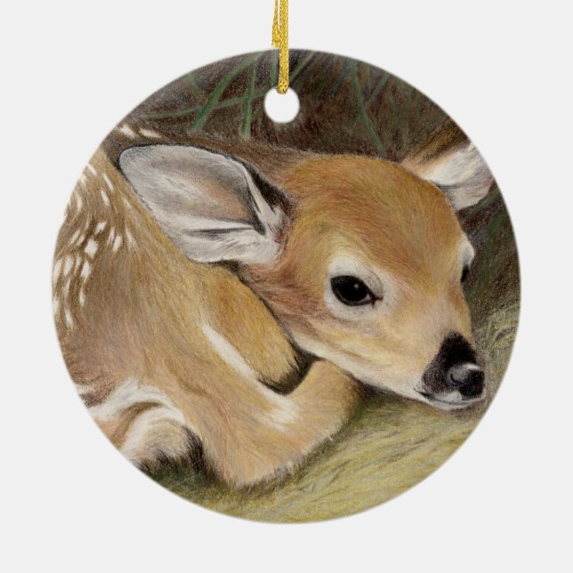 Spring Fawn Ceramic Tree Decoration (Back)