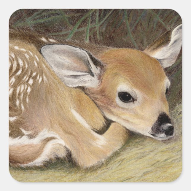 Spring Fawn Square Sticker (Front)