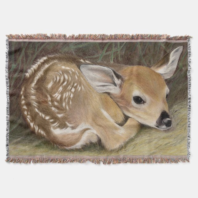 Spring Fawn Throw Blanket (Front)