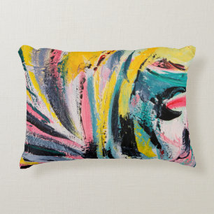 Spring Festival. Multicolored texture painting. Ab Decorative Cushion