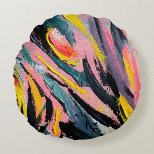 Spring Festival. Multicolored texture painting. Ab Round Cushion