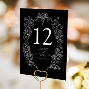 Spring Fleur de lis wedding black and white  Table Number