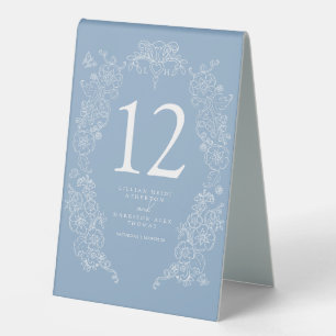 Spring Fleur de lis wedding dusty blue white
