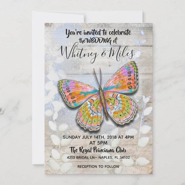 Spring Fling Butterfly Wedding Invitation (Front)