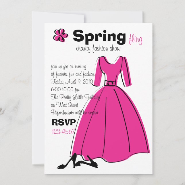 Spring Fling Fashion Illustration Invitation (Front)