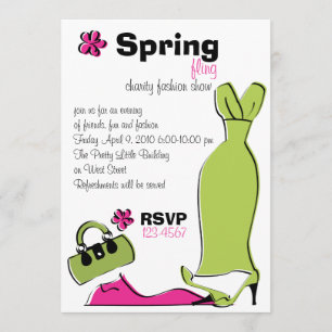 Spring Fling Fashion Illustration Invitation