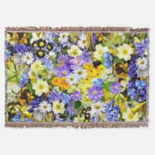Spring Fling Floral Colour Burst Collage Afghan Throw Blanket