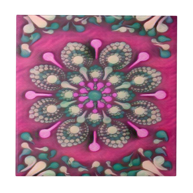 Spring Fling Magenta Mandala Tile (Front)
