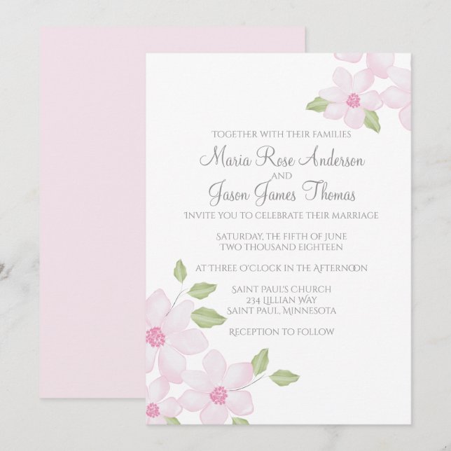 Spring Floral 5" x 7" Invitation (Front/Back)