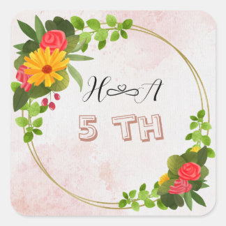 Spring Floral Anniversary | Elegant Modern Square Sticker