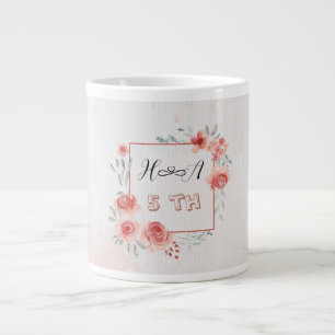 Spring Floral Anniversary Modern Elegant Wedding Large Coffee Mug