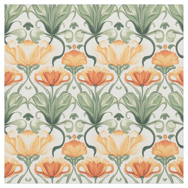 Spring Floral Art Nouveau Fabric (Close Up)