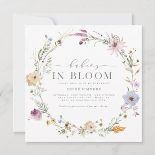 Spring Floral Babies in Bloom Square Baby Shower Invitation