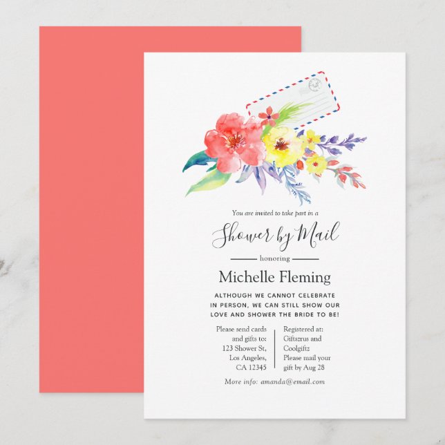 Spring Floral Baby or Bridal Shower by Mail Invitation (Front/Back)