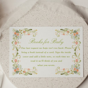 Spring Floral Baby Shower Books for Baby Enclosure Card
